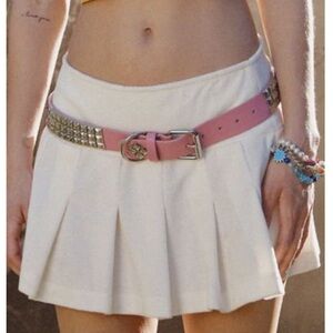 Brand New Urban Outfitters silver pyramid studded pink belt - Medium